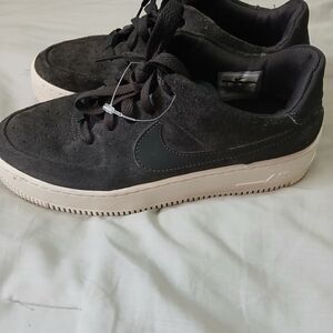 Nike Men's Black Suede Sneakers with Cream Sole